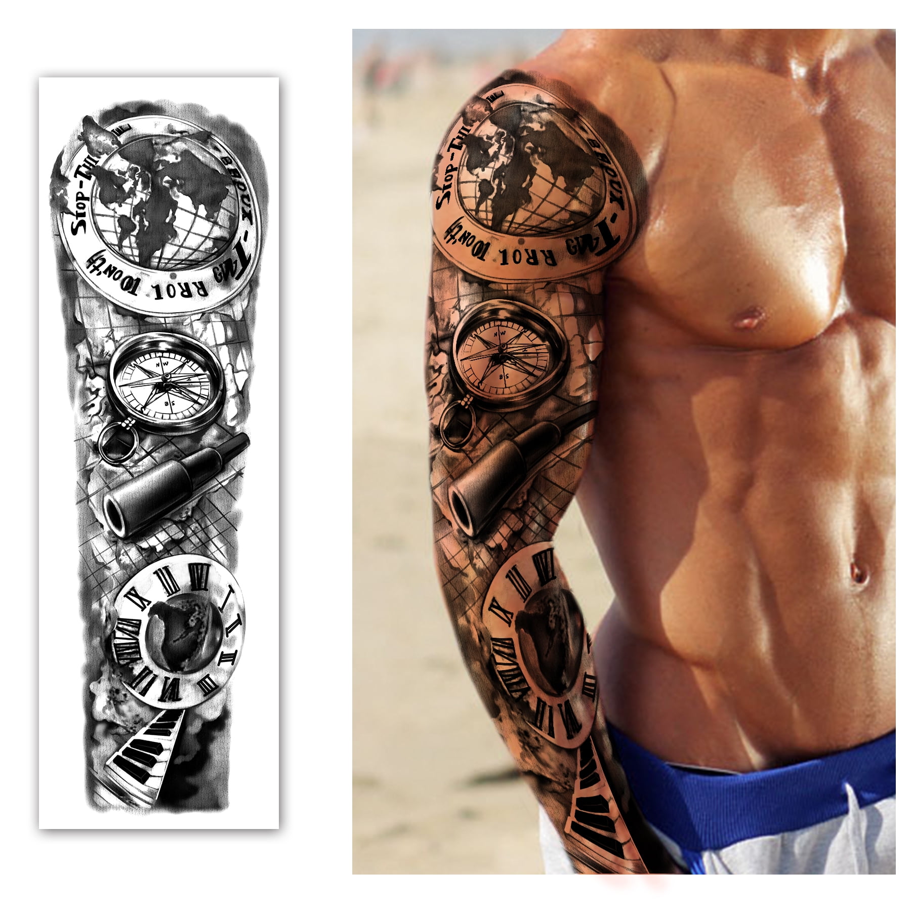 Waterproof Full Arm Temporary Tattoos 8 Sheets and Half Arm Shoulder Tattoo 8 Sheets, Extra Large LastingTattoo Stickers for Men and Women (22.83"X7.1") - Walmart.com